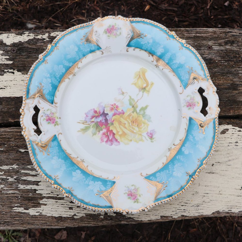 Vintage 1900s Unmarked Early Prussia Floral Plate